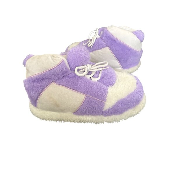 Nike Purple & White Fuzzy Slippers Size 36-44 For Adults - Picture 2 of 6